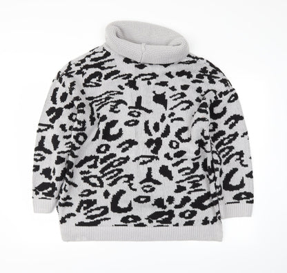Preworn Womens Grey Animal Print  Pullover Jumper Size L