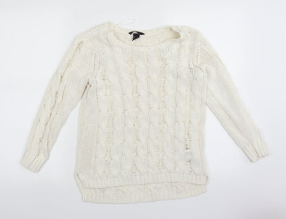 H&M Womens White  Knit Pullover Jumper Size S
