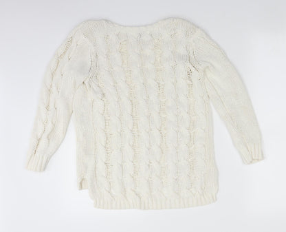 H&M Womens White  Knit Pullover Jumper Size S