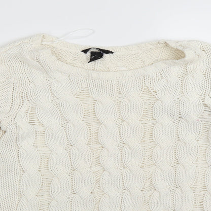 H&M Womens White  Knit Pullover Jumper Size S