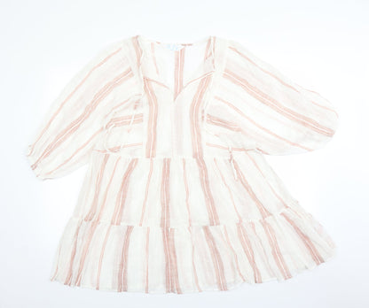 Primark Womens Beige Striped  A-Line  Size 12