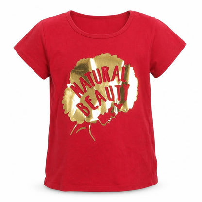 Cute 4 u Girls Red   Basic T-Shirt Size 6 Years  - embossed