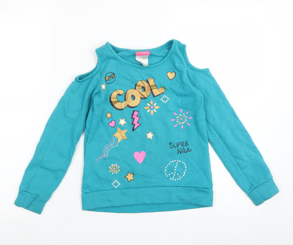 Kidtopia Girls Blue   Pullover Jumper Size 7-8 Years  - Shoulder cut out