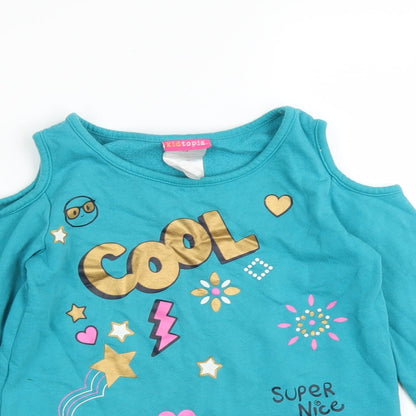 Kidtopia Girls Blue   Pullover Jumper Size 7-8 Years  - Shoulder cut out