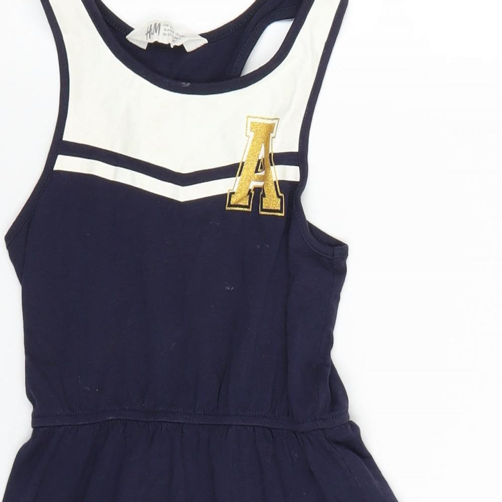 H&M Girls Blue   Fit & Flare  Size 7 Years  - cheer leader