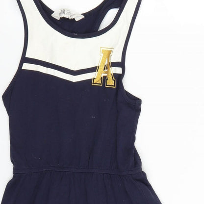 H&M Girls Blue   Fit & Flare  Size 7 Years  - cheer leader