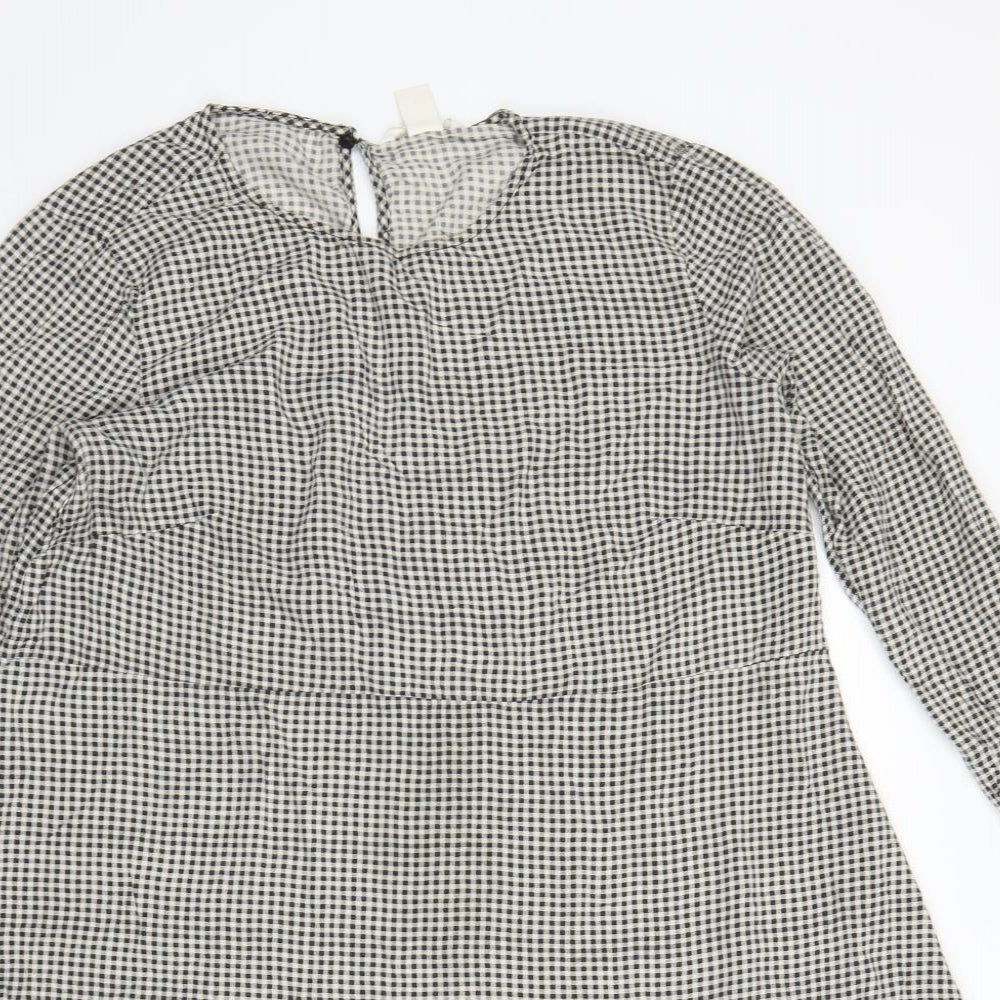 H&M Womens Grey Plaid  A-Line  Size 14