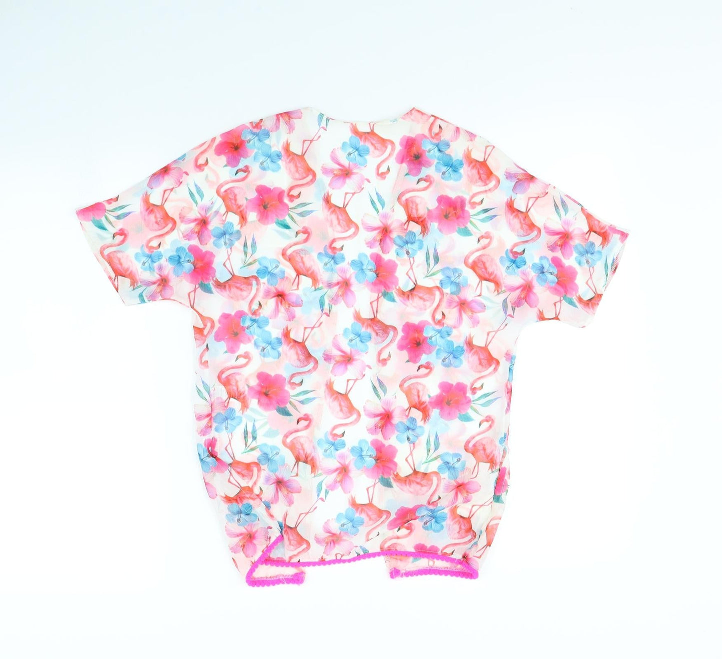 TU Girls White Floral  Cardigan Jumper Size 8 Years  - Flamingo