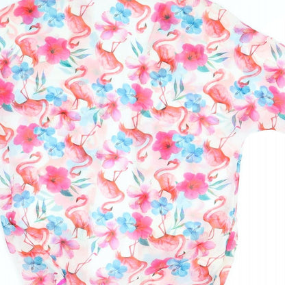 TU Girls White Floral  Cardigan Jumper Size 8 Years  - Flamingo