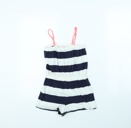 Miss Evie  Girls White Striped  Playsuit One-Piece Size 7 Years