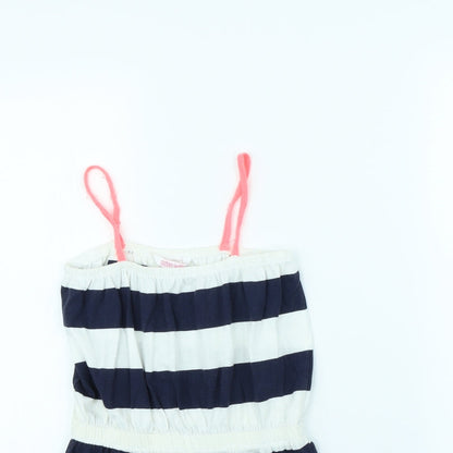 Miss Evie  Girls White Striped  Playsuit One-Piece Size 7 Years