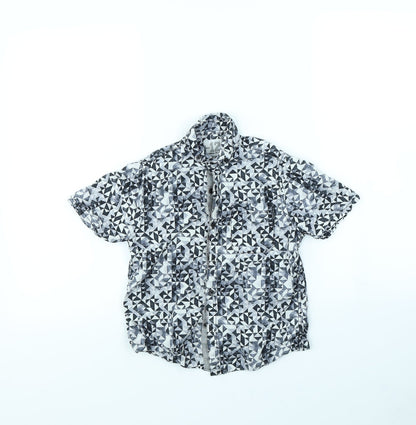 NEXT Boys Grey Geometric  Basic Button-Up Size 7 Years