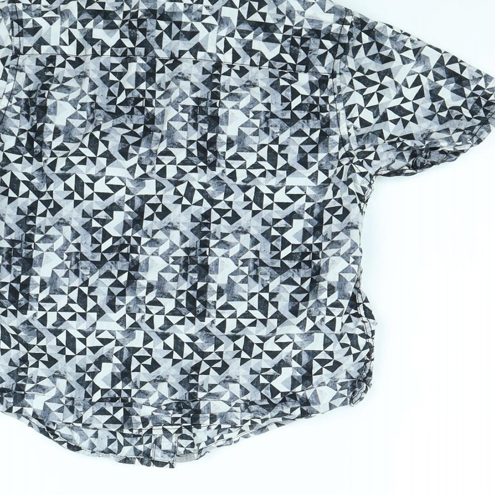 NEXT Boys Grey Geometric  Basic Button-Up Size 7 Years