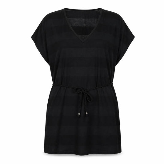 Front view of Papaya women’s black kaftan, size S, - beach wear