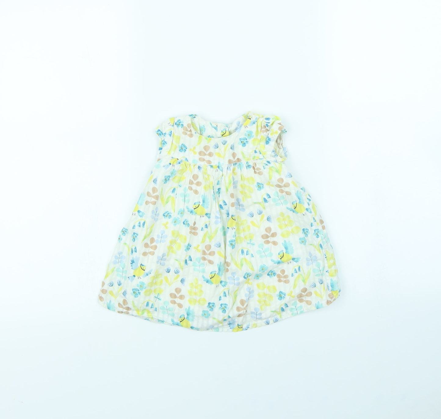 M&S Girls Yellow Floral  Fit & Flare  Size 3-6 Months
