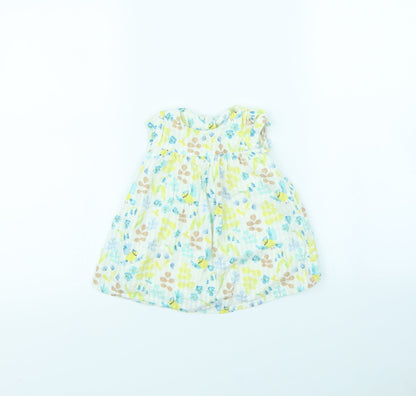 M&S Girls Yellow Floral  Fit & Flare  Size 3-6 Months