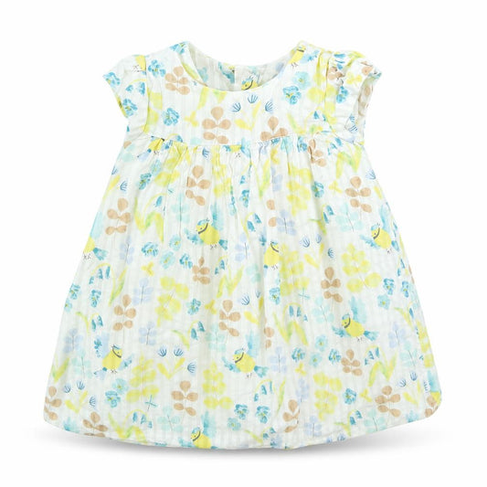 M&S Girls Yellow Floral  Fit & Flare  Size 3-6 Months