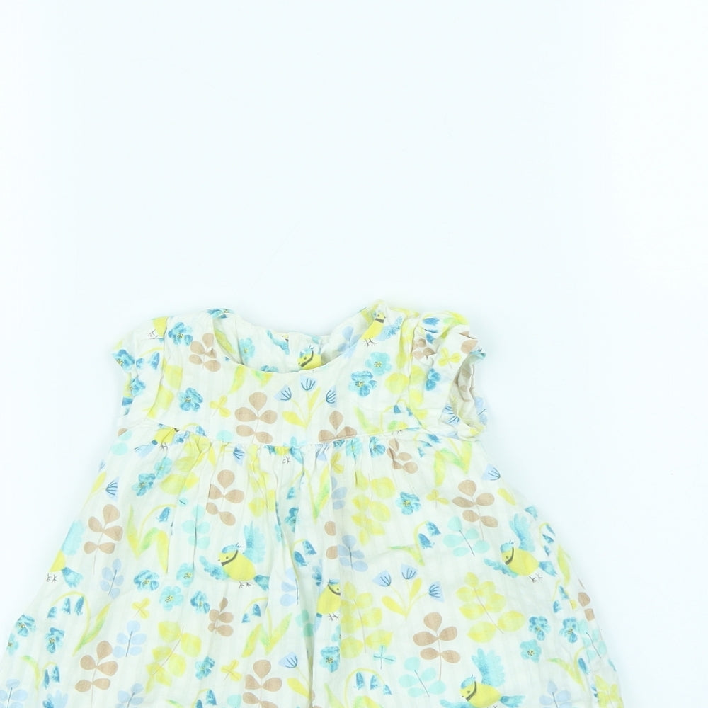 M&S Girls Yellow Floral  Fit & Flare  Size 3-6 Months