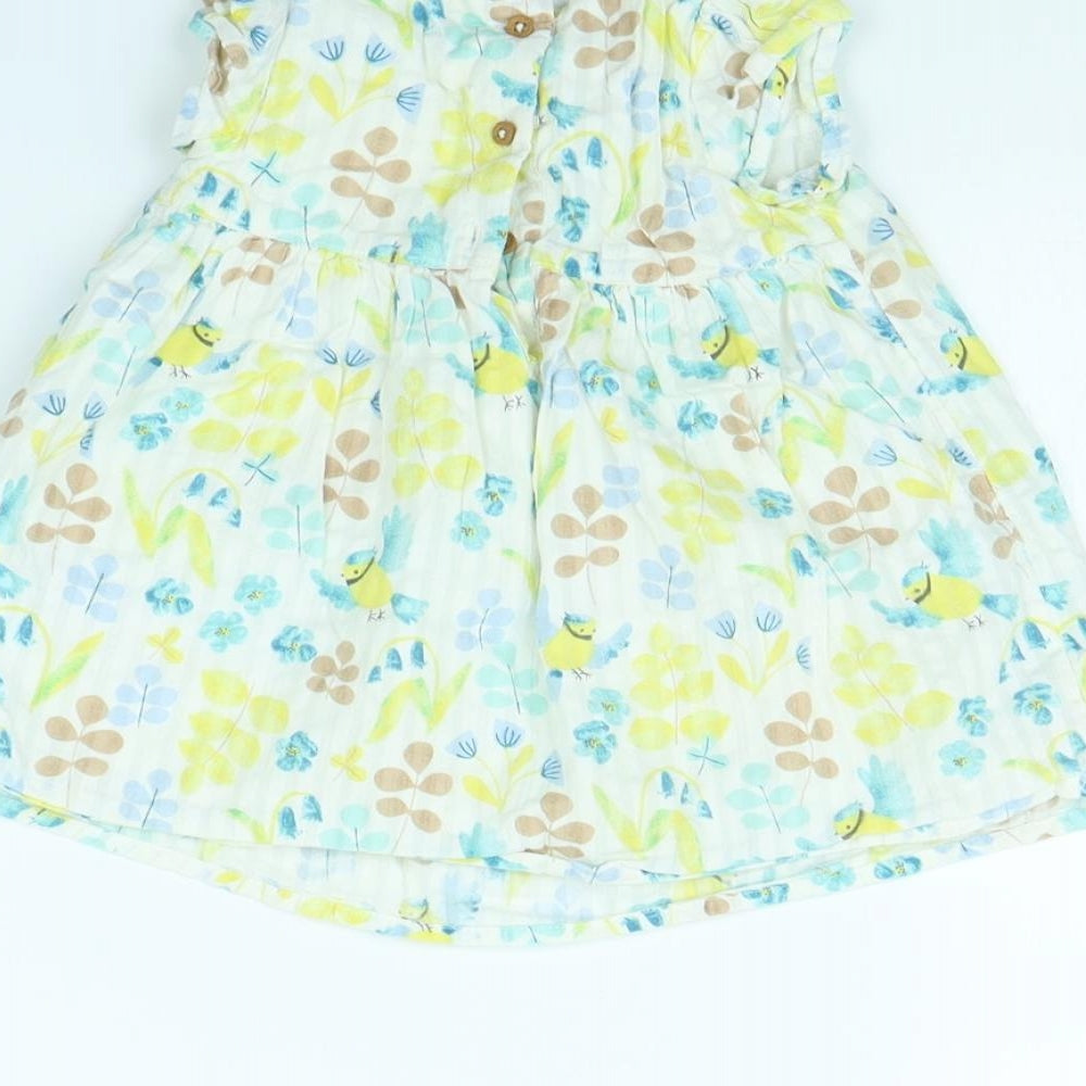 M&S Girls Yellow Floral  Fit & Flare  Size 3-6 Months