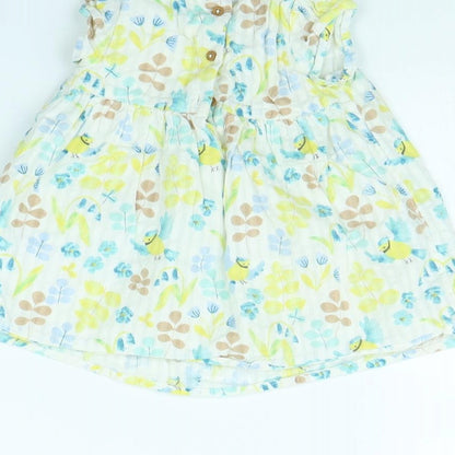 M&S Girls Yellow Floral  Fit & Flare  Size 3-6 Months