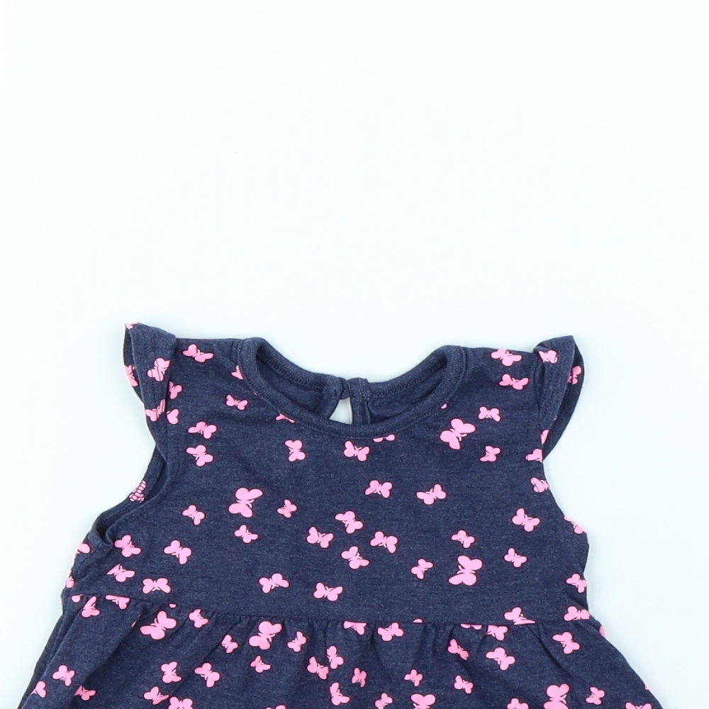 Primark Baby Blue Spotted  Fit & Flare  Size 3-6 Months  - Butterflies