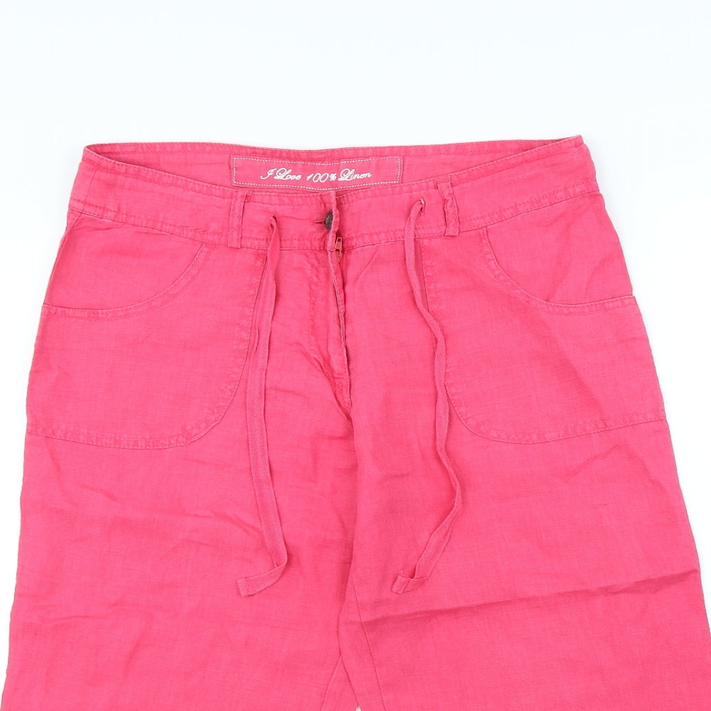 Denim & Co. Womens Pink   Trousers  Size 10 L21 in
