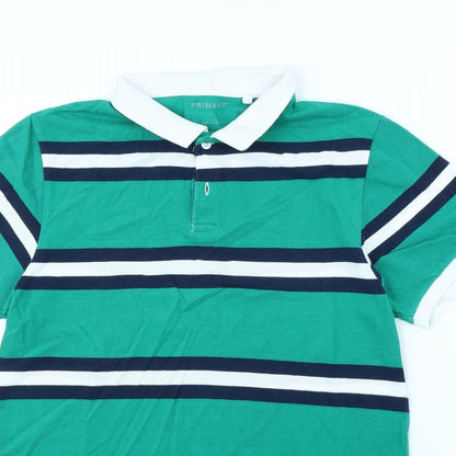 Primark Mens Green Striped   Polo Size L