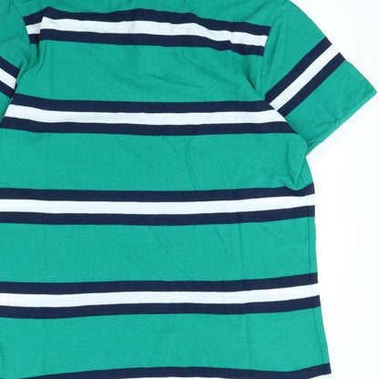 Primark Mens Green Striped   Polo Size L