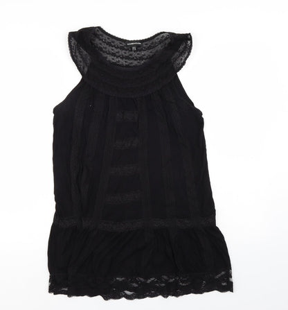Warehouse Womens Black   Basic Blouse Size 12  - lace outer