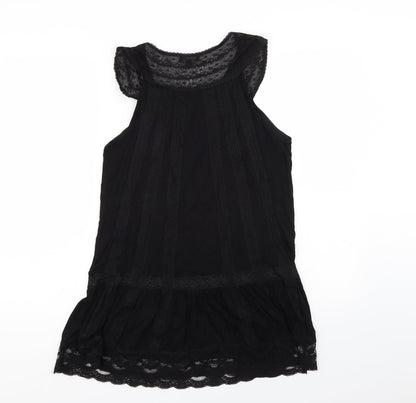 Warehouse Womens Black   Basic Blouse Size 12  - lace outer