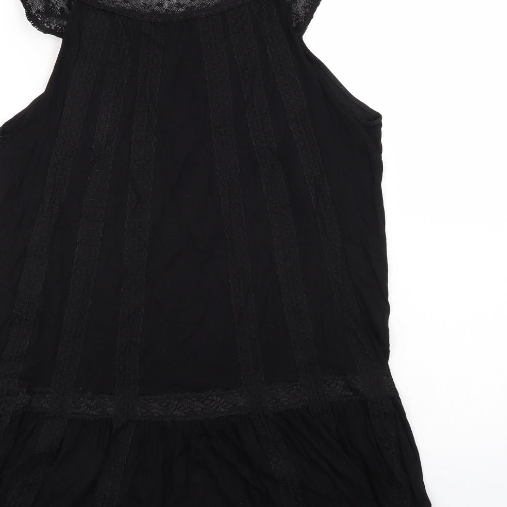 Warehouse Womens Black   Basic Blouse Size 12  - lace outer