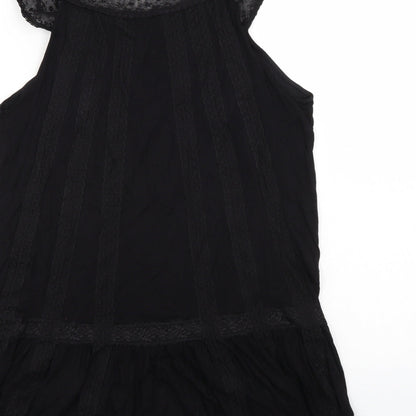 Warehouse Womens Black   Basic Blouse Size 12  - lace outer