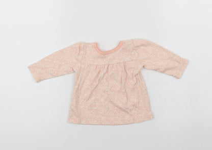 George Girls Orange Floral  T-Shirt Dress  Size 3-6 Months