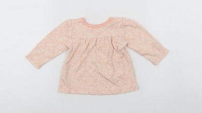 George Girls Orange Floral  T-Shirt Dress  Size 3-6 Months