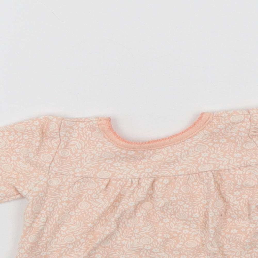 George Girls Orange Floral  T-Shirt Dress  Size 3-6 Months