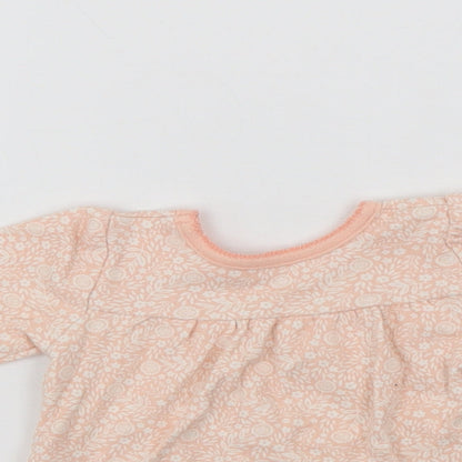 George Girls Orange Floral  T-Shirt Dress  Size 3-6 Months
