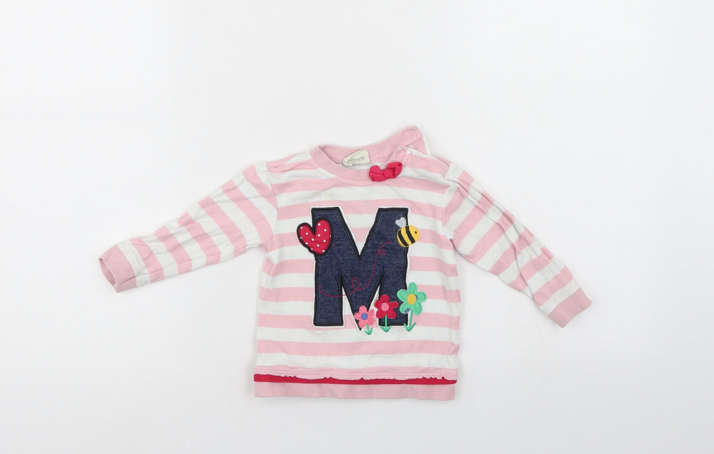 Mini Klub Girls Pink Striped  Pullover Jumper Size 9-12 Months