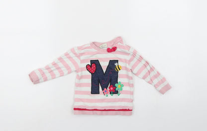 Mini Klub Girls Pink Striped  Pullover Jumper Size 9-12 Months