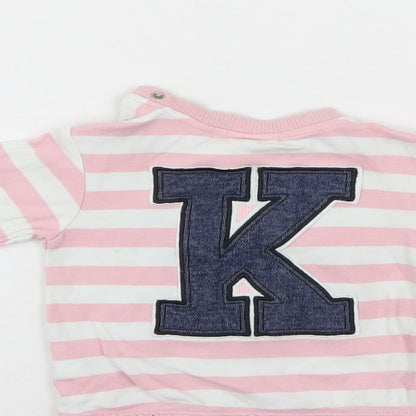 Mini Klub Girls Pink Striped  Pullover Jumper Size 9-12 Months