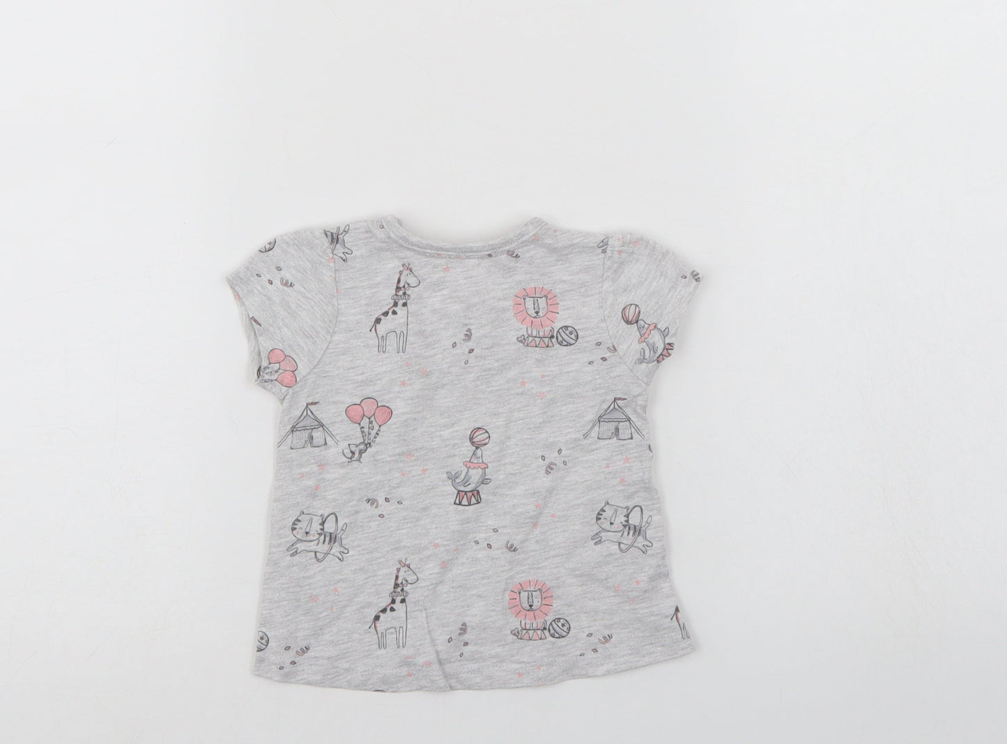 George Baby Grey Animal Print  Basic T-Shirt Size 0-3 Months