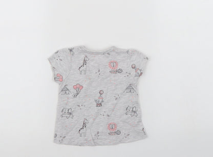 George Baby Grey Animal Print  Basic T-Shirt Size 0-3 Months