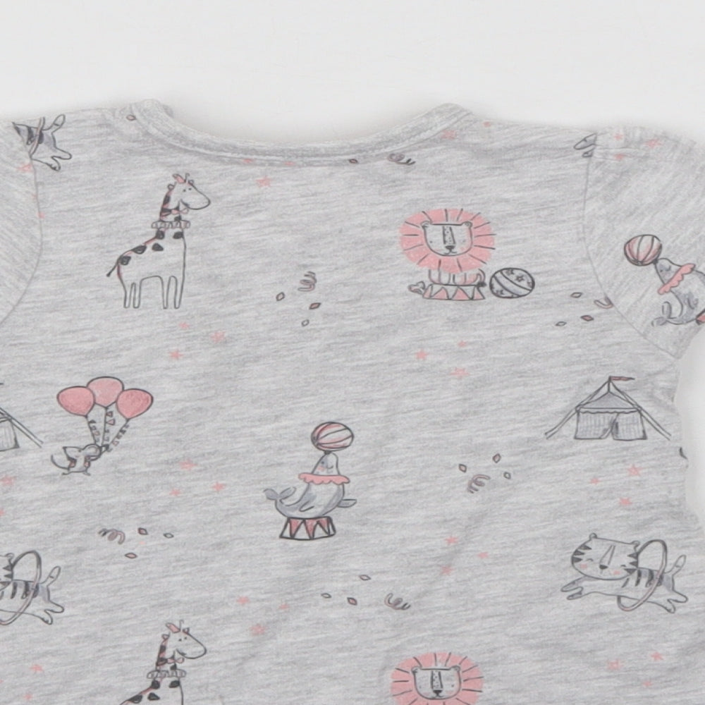 George Baby Grey Animal Print  Basic T-Shirt Size 0-3 Months