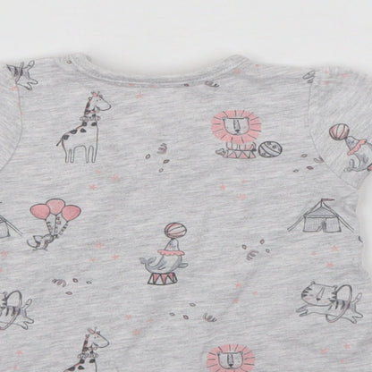 George Baby Grey Animal Print  Basic T-Shirt Size 0-3 Months