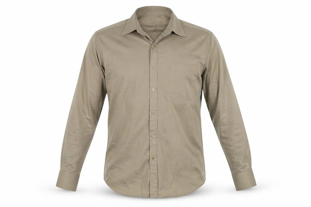 Mens UK Size 16 Burton Beige  Button-Up Long Sleeve Casual Shirt