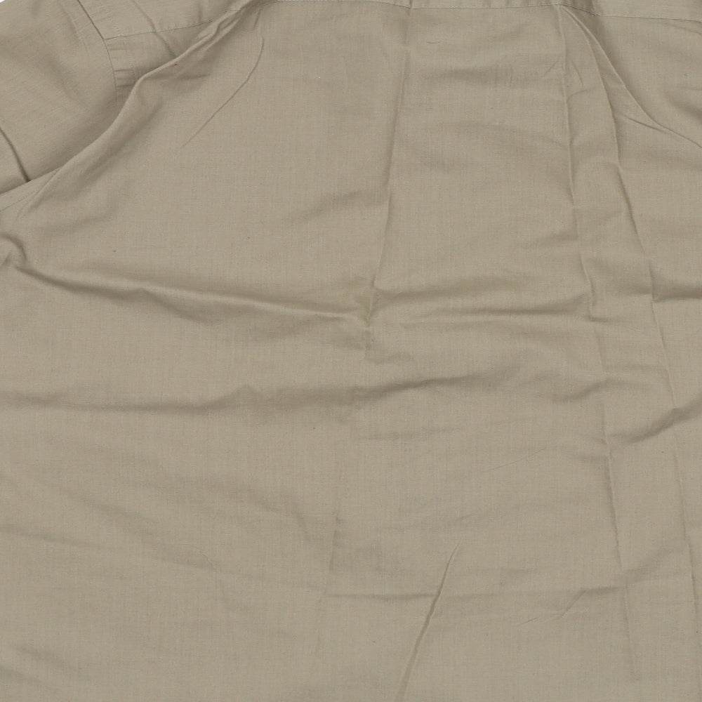 Mens UK Size 16 Burton Beige  Button-Up Long Sleeve Casual Shirt