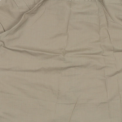 Mens UK Size 16 Burton Beige  Button-Up Long Sleeve Casual Shirt