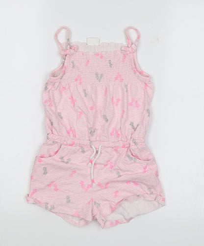 F&F Girls Pink Floral  Romper One-Piece Size 4-5 Years  - Pineapples