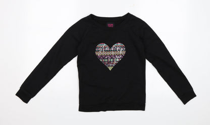 Store Twenty One Girls Black   Pullover Jumper Size 10 Years  - Heart