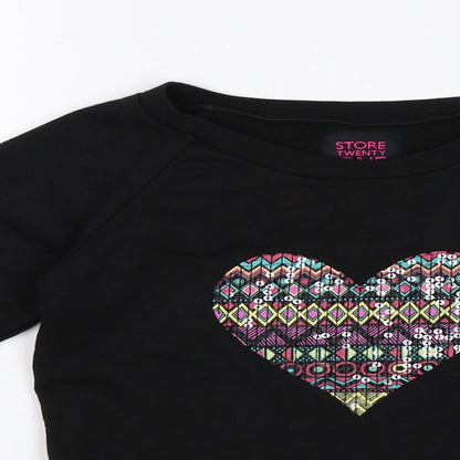 Store Twenty One Girls Black   Pullover Jumper Size 10 Years  - Heart