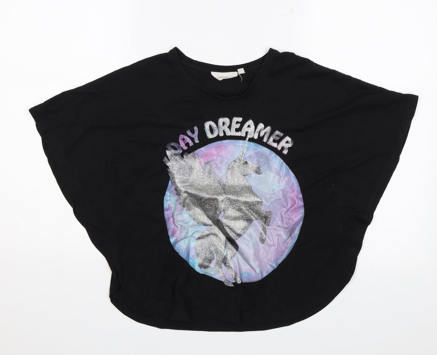 Tammy Girl Girls Black   Basic T-Shirt Size 10-11 Years  - Unicorn Day Dreamer